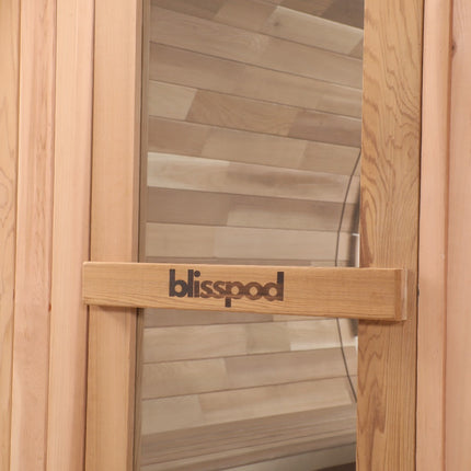 Blisspod, Prague, Canadian Red Cedar Outdoor Steam Barell Sauna, 2-4 / 4-6 persons with Full Glass Back & 2 front Porch seats