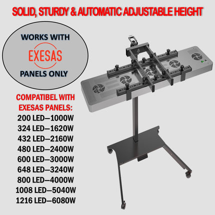 Horizontal/Vertical Powered Automatic Rolling Stand for EXESAS Red Light Therapy Panels, Auto Height Adjustment, (Panel Sold Separately)