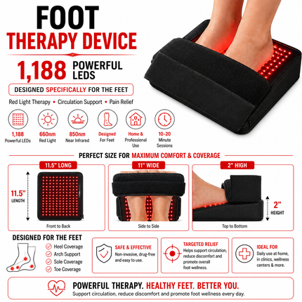 Red Light Neuropathy and Circulation Support System for Feet, Calves, Lower Back. 3,456 LEDs in System