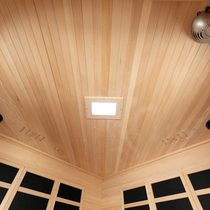 Blisspod, Vienna, Corner Spacious Far Infrared Sauna Canadian Hemlock Ultra Low EMF, 12 Heaters, 4-5 Persons