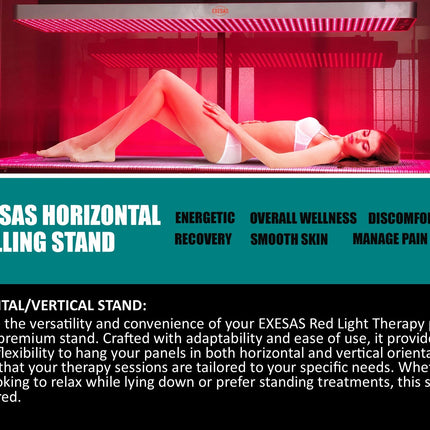 Horizontal/Vertical Powered Automatic Rolling Stand for EXESAS Red Light Therapy Panels, Auto Height Adjustment, (Panel Sold Separately)