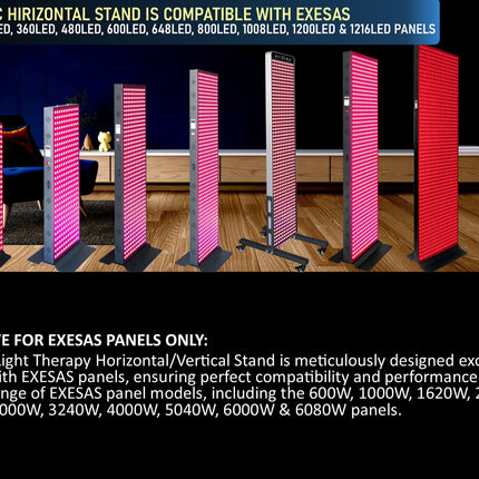 Horizontal/Vertical Powered Automatic Rolling Stand for EXESAS Red Light Therapy Panels, Auto Height Adjustment, (Panel Sold Separately)