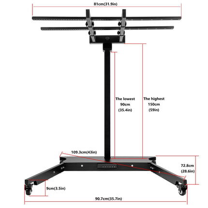 Horizontal/Vertical Powered Automatic Rolling Stand for EXESAS Red Light Therapy Panels, Auto Height Adjustment, (Panel Sold Separately)